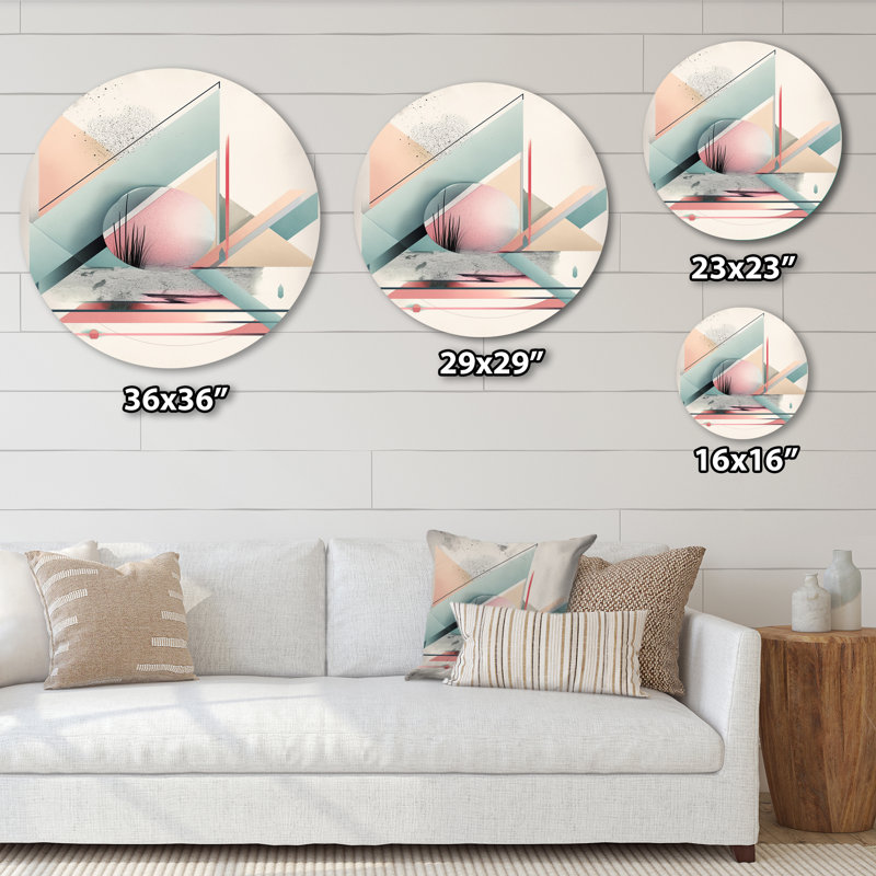 Décoration murale rose en métal Minimalisme, H 23 po x l 23 po x P 1 po
