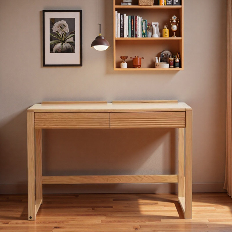 Simple Light Brown Household 2-drawer Writing Desk, 30.7" H x 39.37" W x 21.65" D