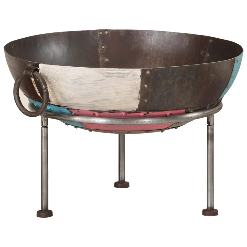 Fire Pit Fireplace for Camping Picnic Firebowl Outdoor Firepit Iron, 15" H x 21.7" W x 21.7" D, Brown