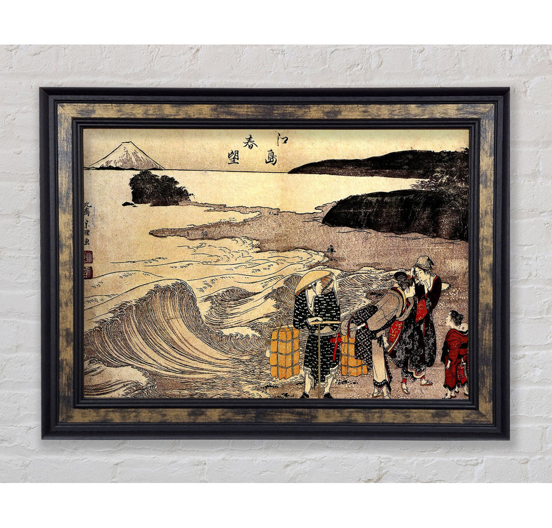 Hokusai Frauen am Strand von Enoshima - Einzelne Bilderrahmen Kunstdrucke