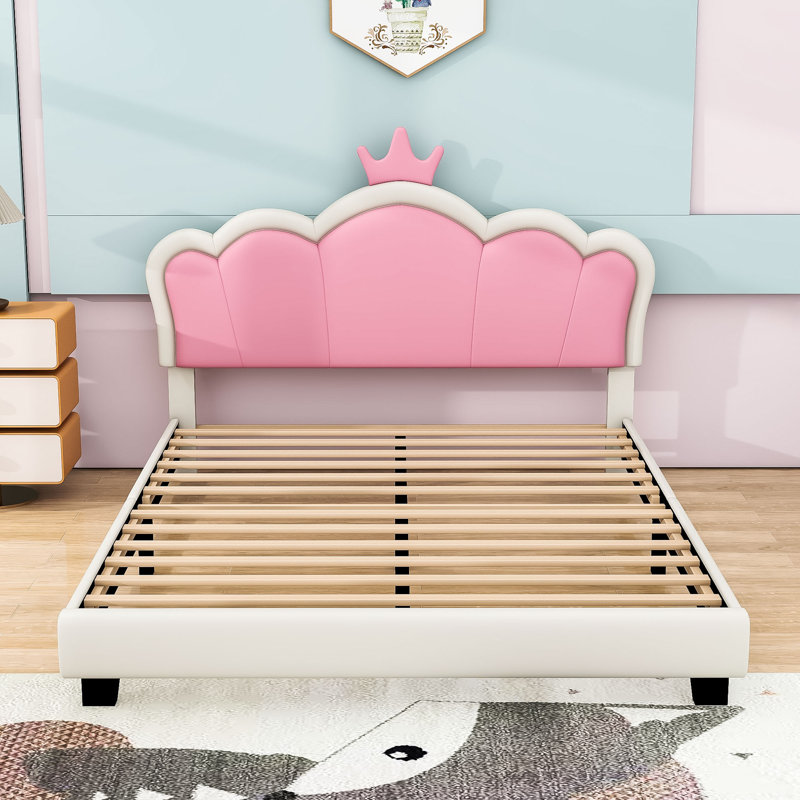 Upholstered Upholstered Princess Bed With Crown Headboard, Full