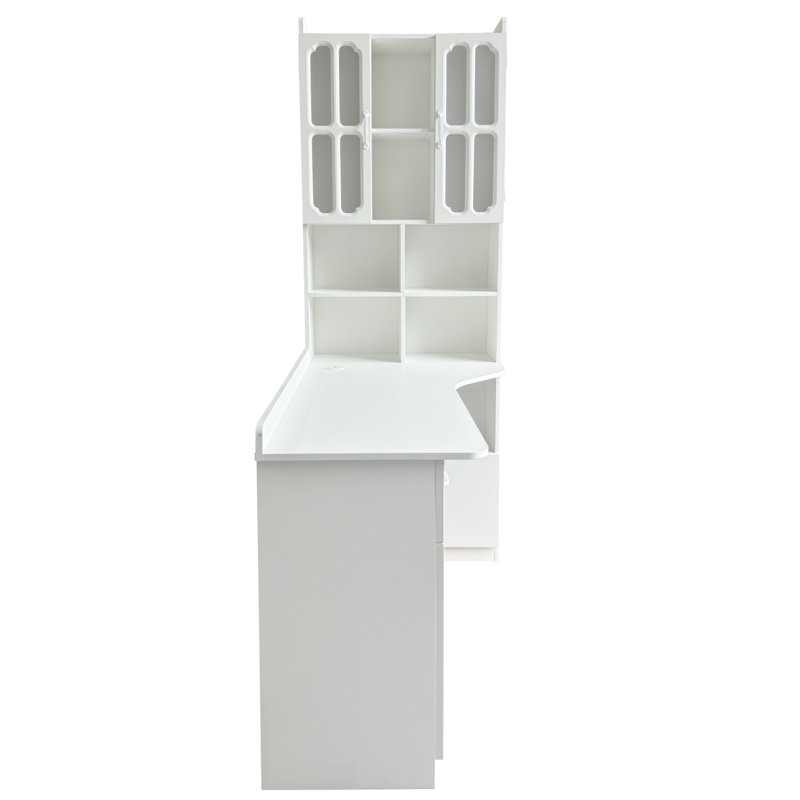 Bureau d'étude en coin blanc en L