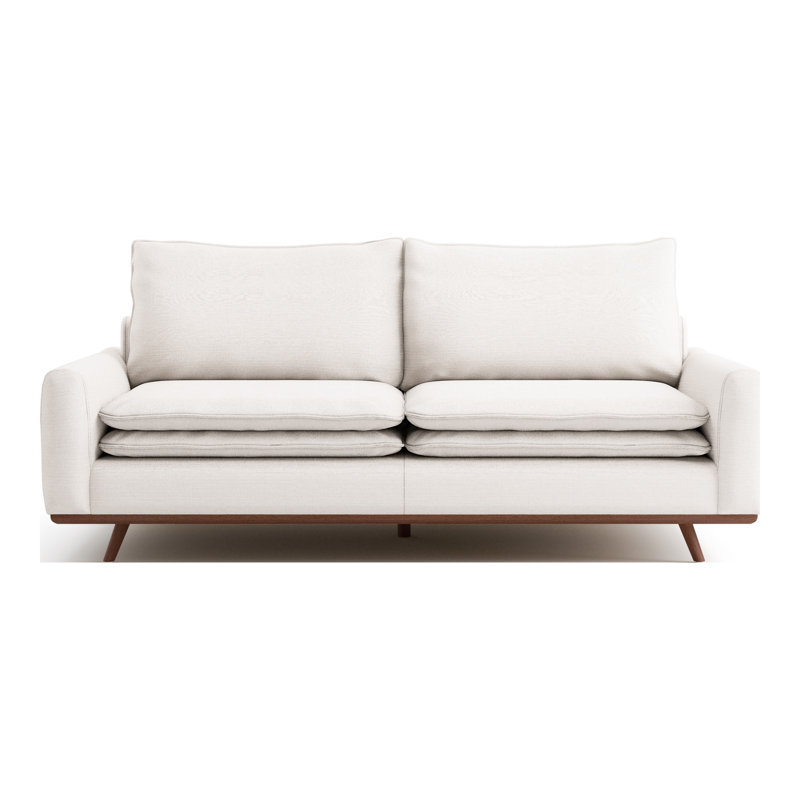 Canapé rembourré conforme à la norme CAL117 de 83 po Ashely, Brun foncé, Blanc