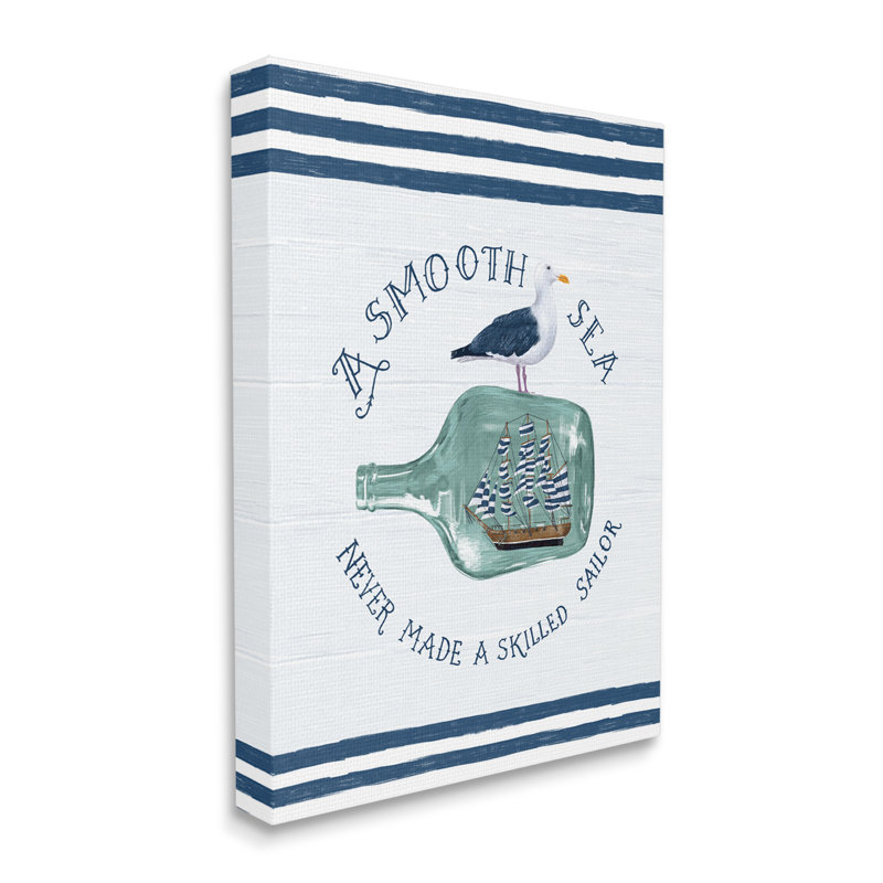 «Ship In Bottle Seagull» par Raquel Maciel - reproduction sur toile flottante, L 36 po x H 48 po