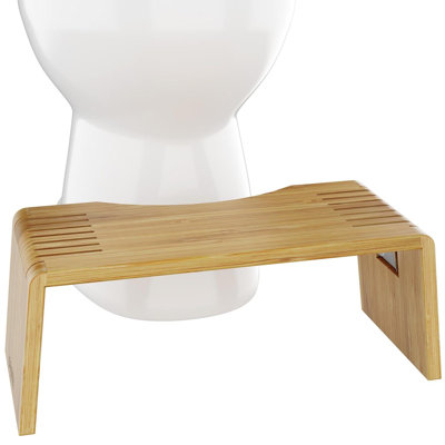 Folding Bamboo Toilet Stool,Collapsible Bathroom Stool(Brown)