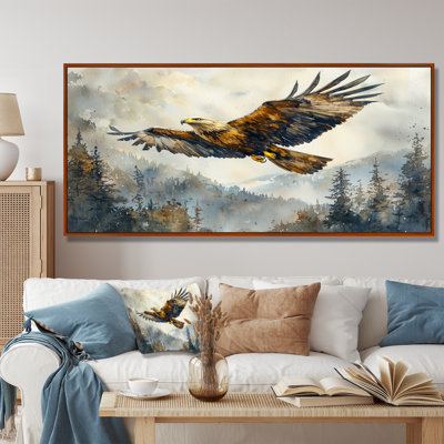 Brown Eagle Soaring Above The Valley - bird Wall Art