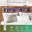 Bed Frame Queen Size, Wood Platform Bed Frame With Storage LED Light Headboard And 2 USB , Noise Free,No Box Spring Needed And Easy Assembly Tool,Large Under Bed Storage,Dark Brown-2000836336-2000836337