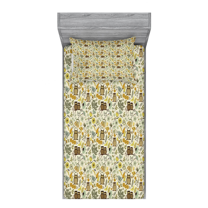Drap-housse en microfibre Ambesonne, Drap-housse pour lit simple avec une taie d'oreill