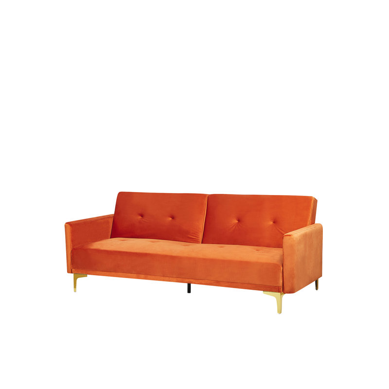 Ethel 3 Seater Velvet Sleeper, Orange