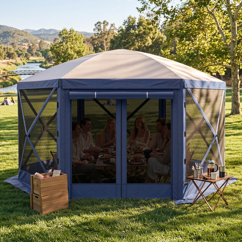 Pavillon de jardin 12 po x 12 pi, 12 Ft. W x 12 Ft. D, Grey/Blue