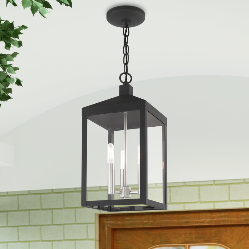 Inniss 3 - Light Outdoor Hanging Lights, 18.5 H x 8.25 W x 8.25 D, Scandinavian Gray