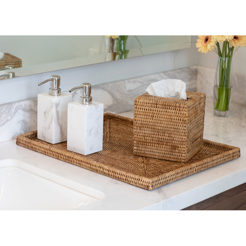 Artifacts Rattan Rectangular Flat Tray, Honey Brown
