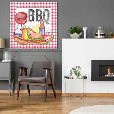 «Summertime Bbq 1» par Jean Plout, art mural en verre acrylique, 36 po x 36 po