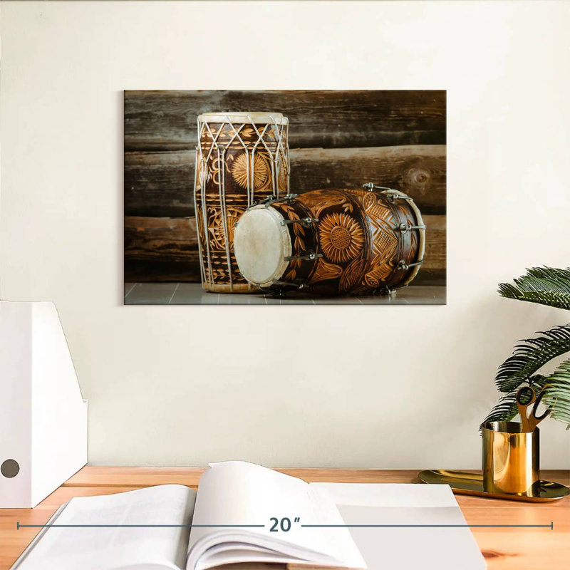 Abarca Indian Dholak Drums, 8" H x 12" W