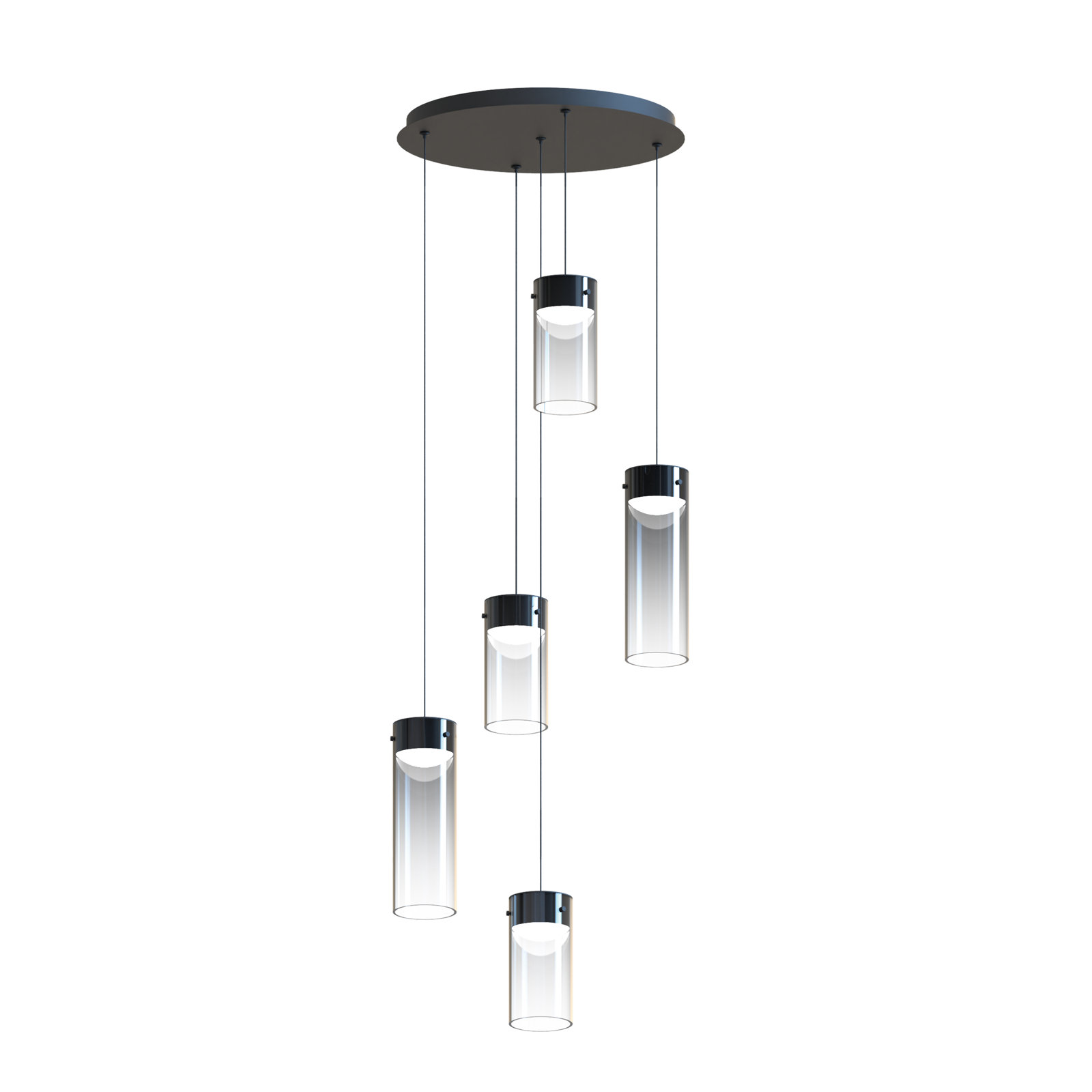 Delonda 5 Light Glass Dimmable LED Pendant, Graduating Smoke