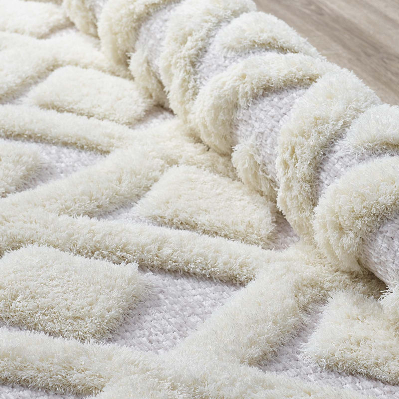 Ivory Diamond Shag Chenille 5' x 8' Area Rug