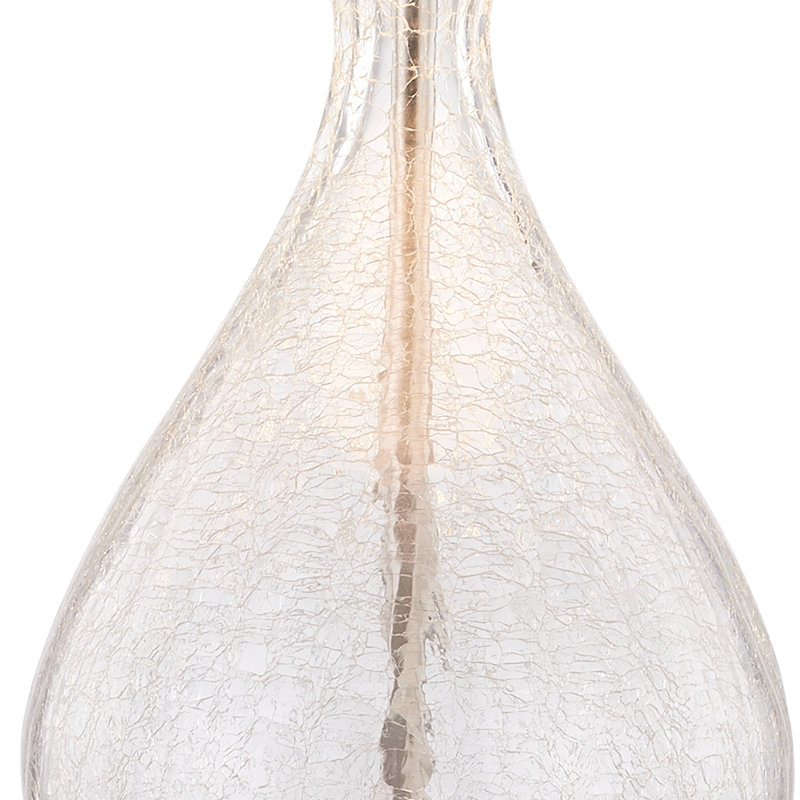 Lampe de table moderne en verre transparent 23 po avec abat-jour en lin blanc et base en nickel poli Belmonte, Clair