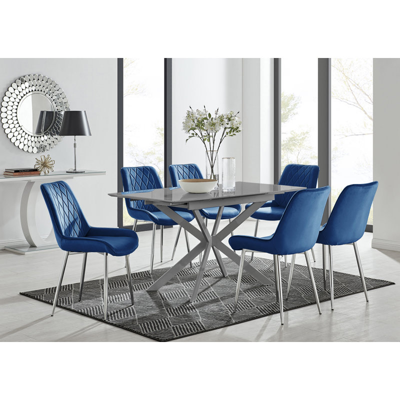 Dining Set, Navy, 6