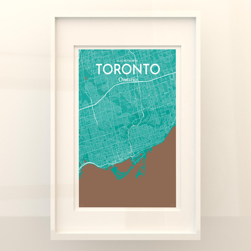 Toronto City Map in Nature 1 Piece Wall Art, 36cm H x 24cm W x 0.05cm D