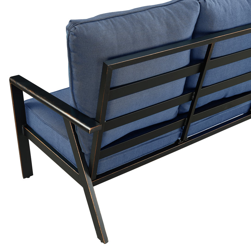 Causeuse d'extérieur avec coussins 53,15 po Lapwai, Bleu