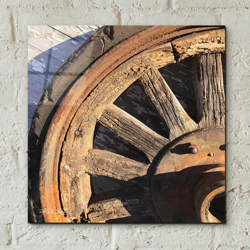 'Old Wheel I' by Cindy Jacobs, Acrylic Glass Wall Art, 12" H x 12" W x 0.13" D