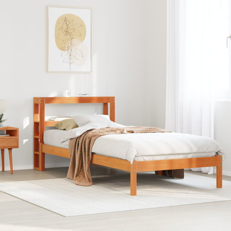 Storage Bed, European Single (90 x 200 cm), Wax Brown