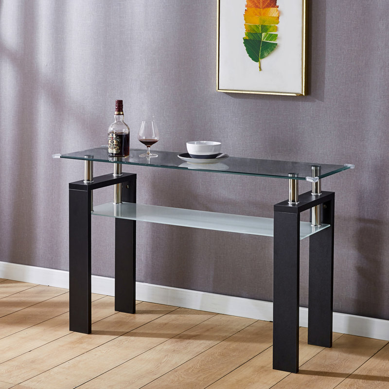 Black MDF Console Table,Entryway table,Hoyer table with Tabletempered glass table top, Black