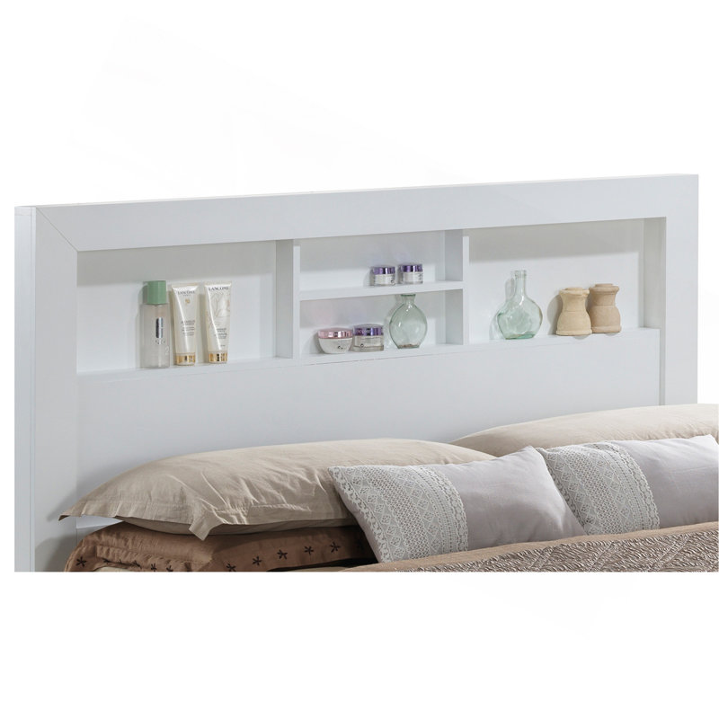 Lit double style transitionnel en blanc éclatant, Lit double