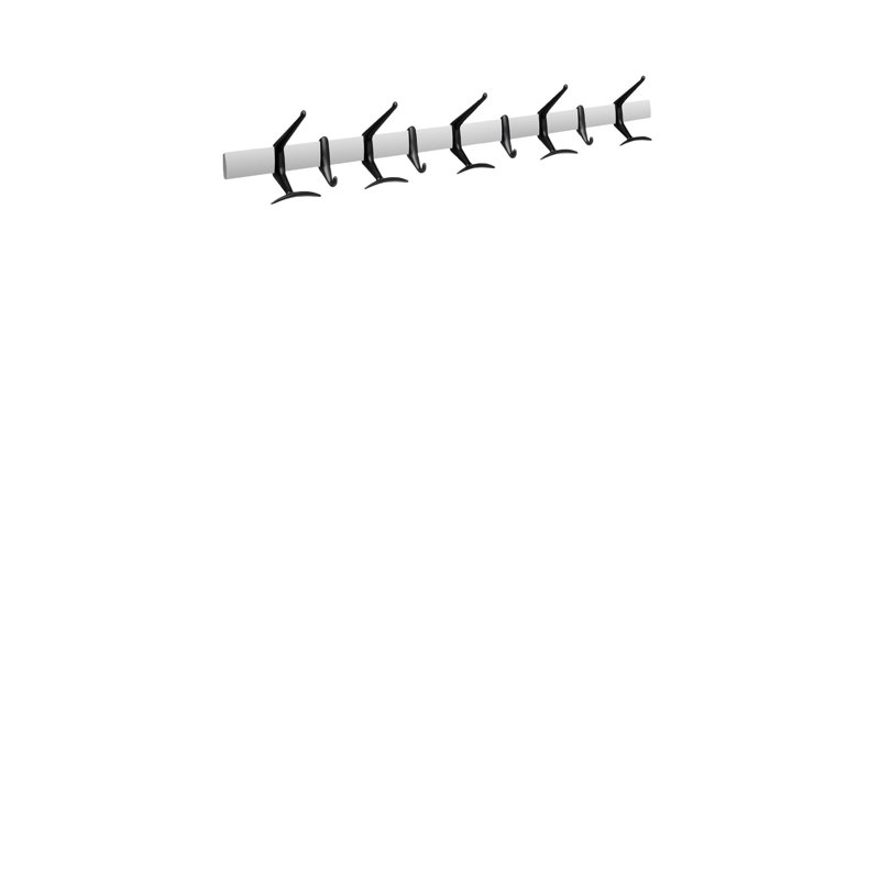 Metal Wall Wall Mounted Coat Rack, Matte Black, Large