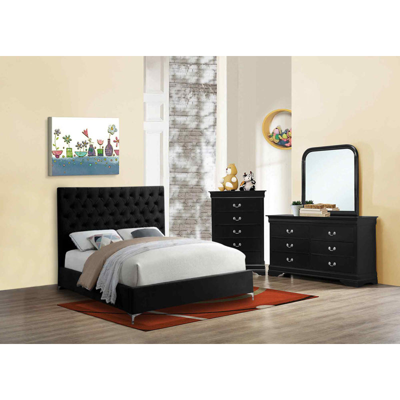 Upholstered Bed, Kingsize (5'), Black