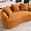 Causeuse courbée orange à pleine compression Curved Love, canapé compact en chenille 30D sans assemblage pour petits espaces et appartements, 300 lb, 3 coussins