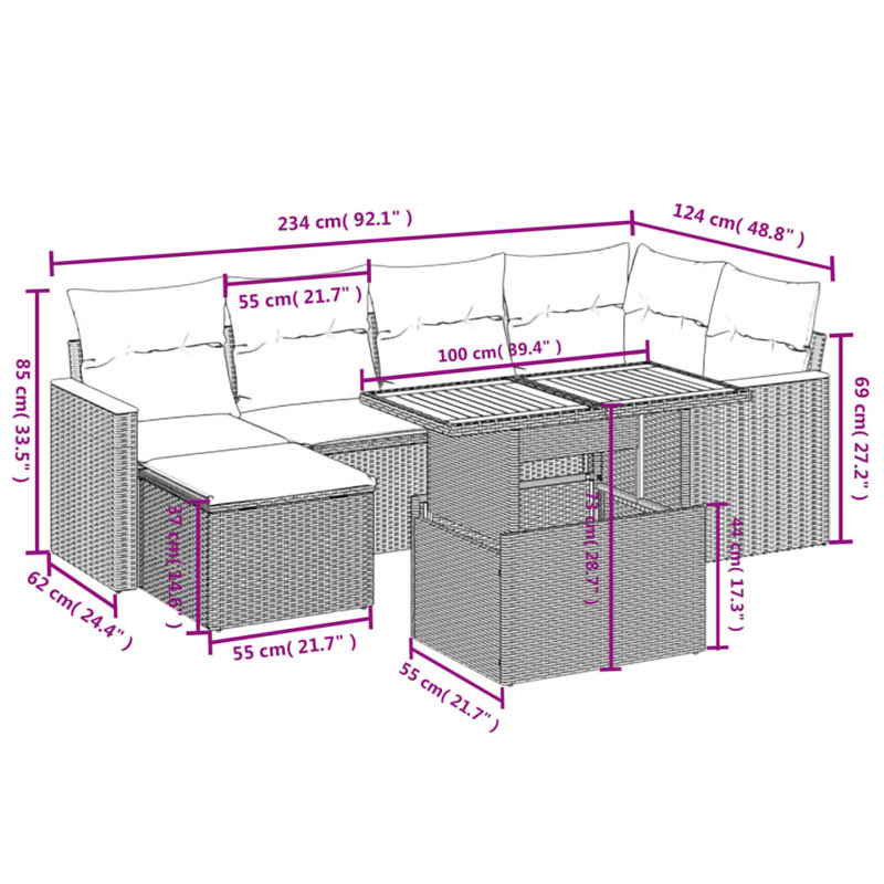 Ensemble de canapé de jardin Vidaxl
