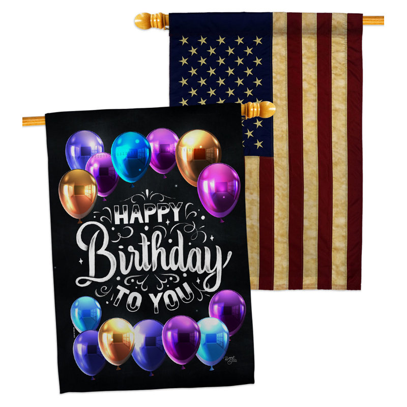 Double Sided 40'' H x 28'' W Polyester Birthday House Flag