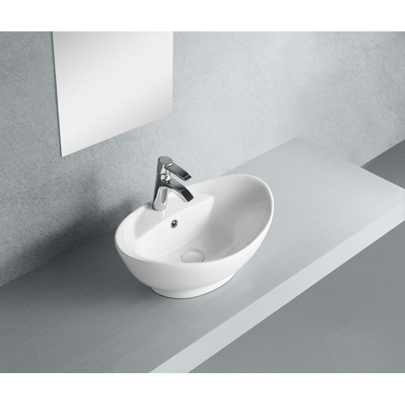 Lavabo de salle de bain ovale en céramique avec trop-plein Harmon