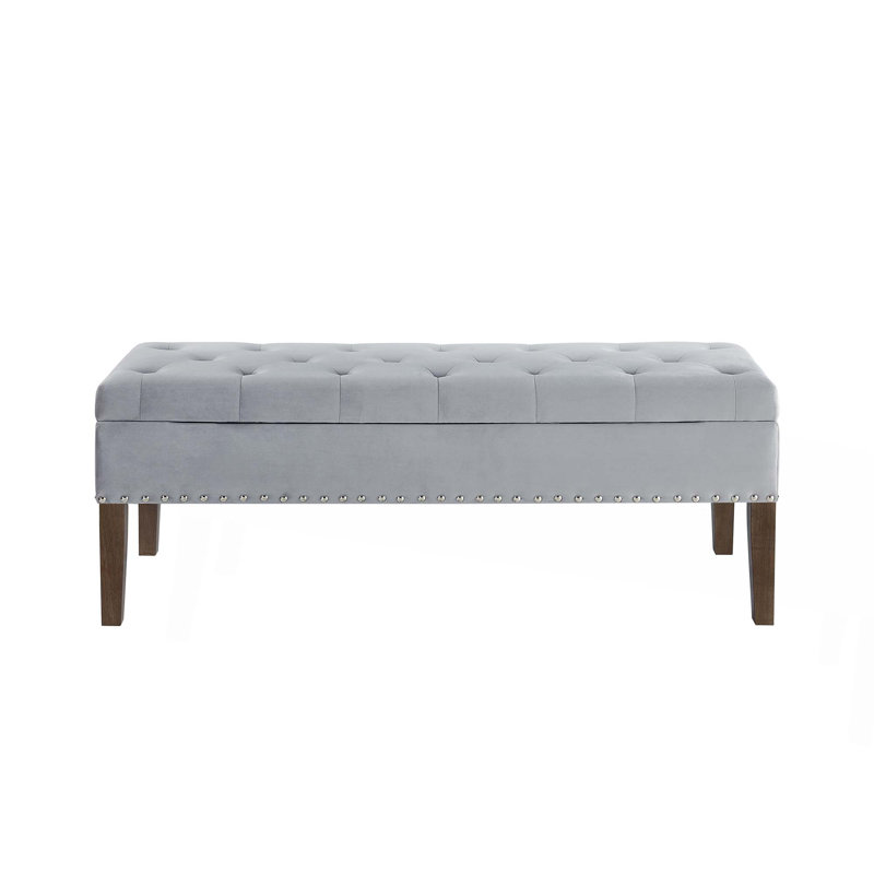 Tufted Bench With Storage, Gray