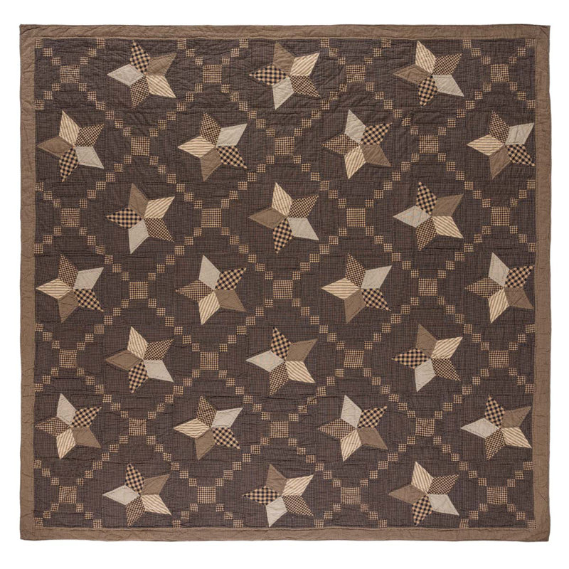 Farmhouse Star King Black Cotton Reversible Quilt Set