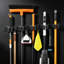 Support mural robuste en acier inoxydable pour porte-balais avec 5 supports et 4 crochets - Rangement pour garage et buanderie auto-adhésif ou à visser pour balais, vadrouilles et outils