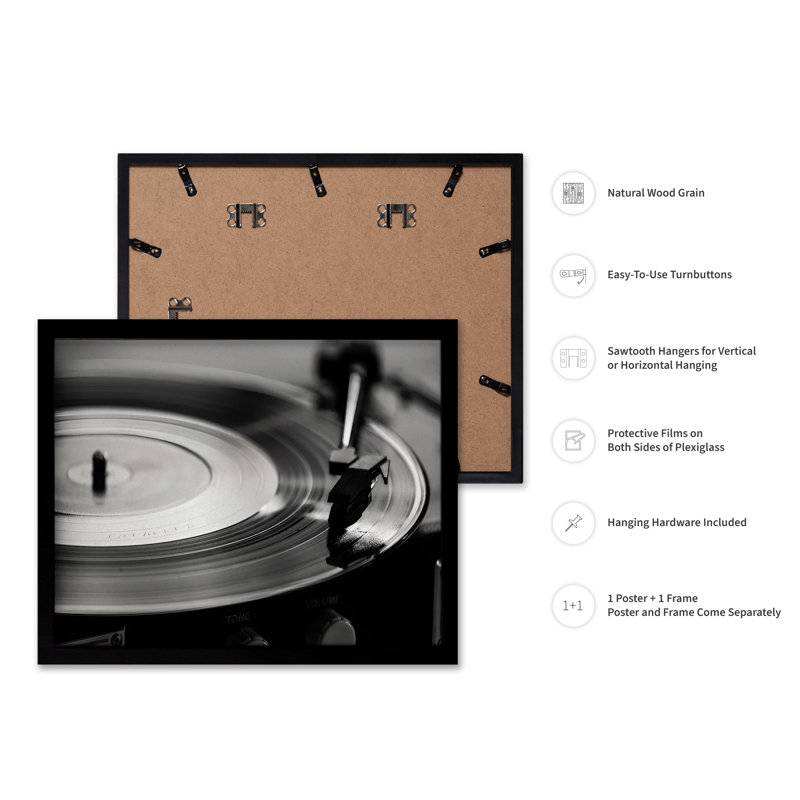 Disque vinyle plat, Black Framed, Poster, 24"H x 32"W