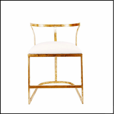 Fauteuil Cavendish luxueux, or et blanc, au design élégant pour une assise confortable à la maison ou au bureau.