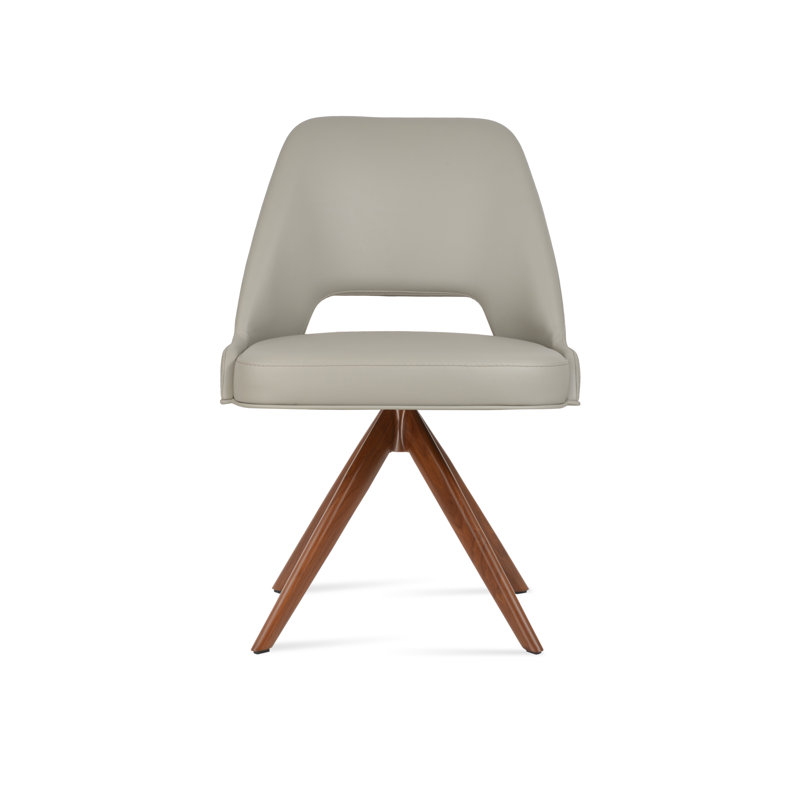 Chaise d'appoint pivotante Marash Sword, Blanc cassé, Noyer