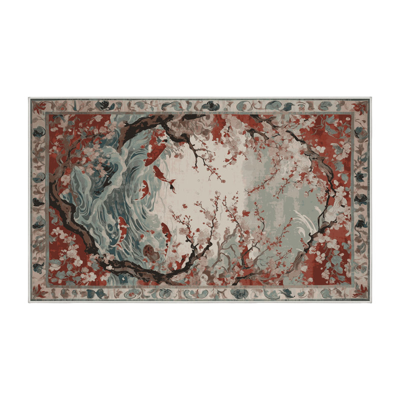 Tapis beige lavable à la machine, Rectangulaire 3 pi x 5 pi