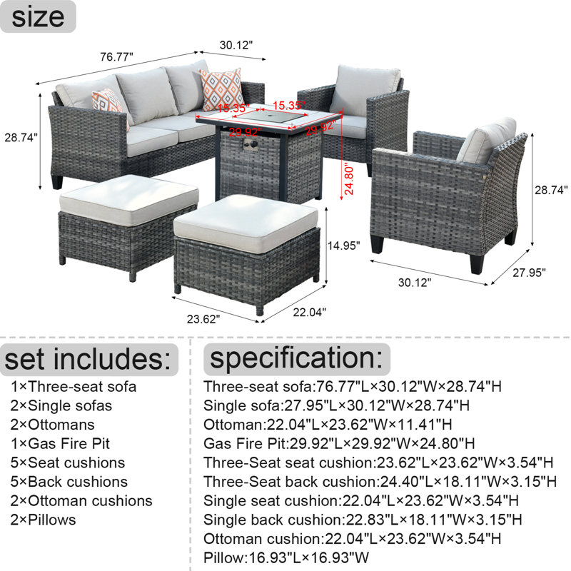 Grano Wicker 5 - Person Patio Conversation Set with Cushions, Beige