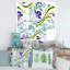 Iris bleu avec feuilles de printemps sauvages - peinture sur toile-59915278-59915279