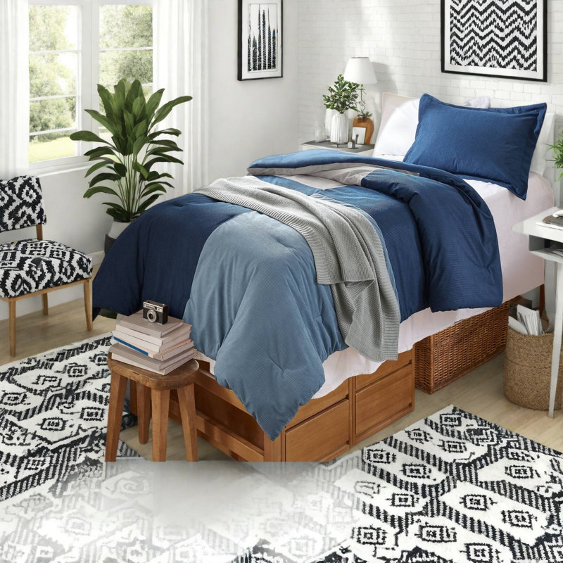 Modern Bedding Sets, Twin XL Polyester Corduroy Color Block for Home