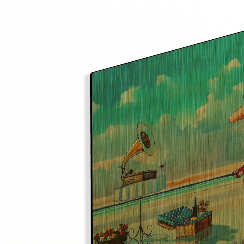 « Lambada au coucher du soleil » de Ronald West, tableau mural en métal doré, 40,6 cm x 30,5 cm, 16 po x 12 po