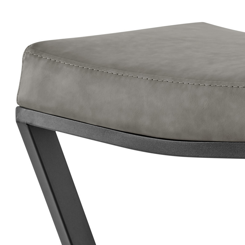 Bova Modern Backless Counter or Bar Height Barstool with Footrest in Metal and Faux Leather, Counter Stool (26" Seat Height)