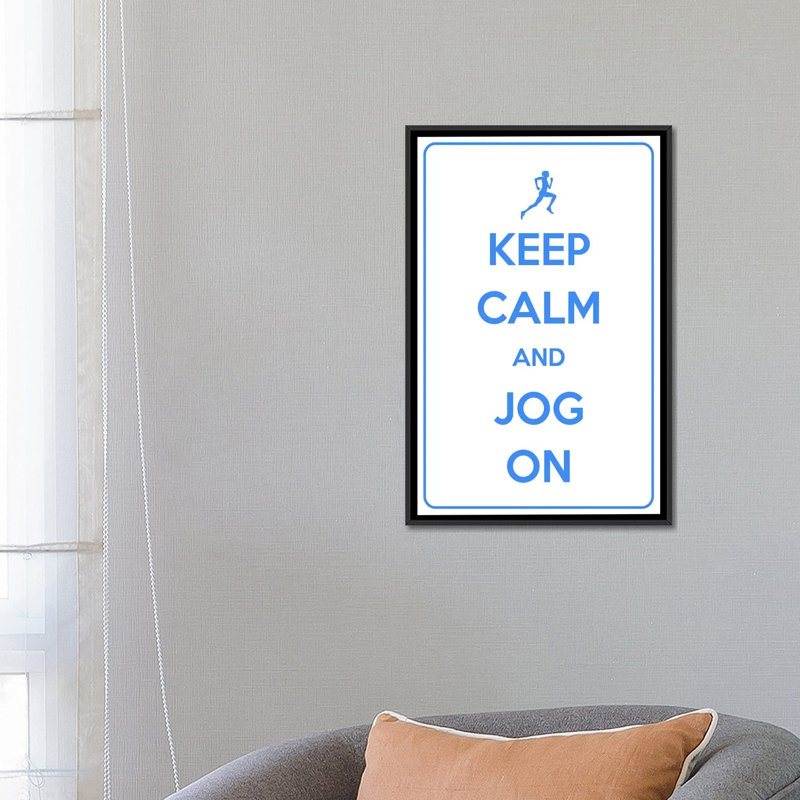 Garder calme et jog sur toile, impression sur toile, H 26 po x l 18 po x P 1,5 po, Toile avec cadre noir, Pas de tapis