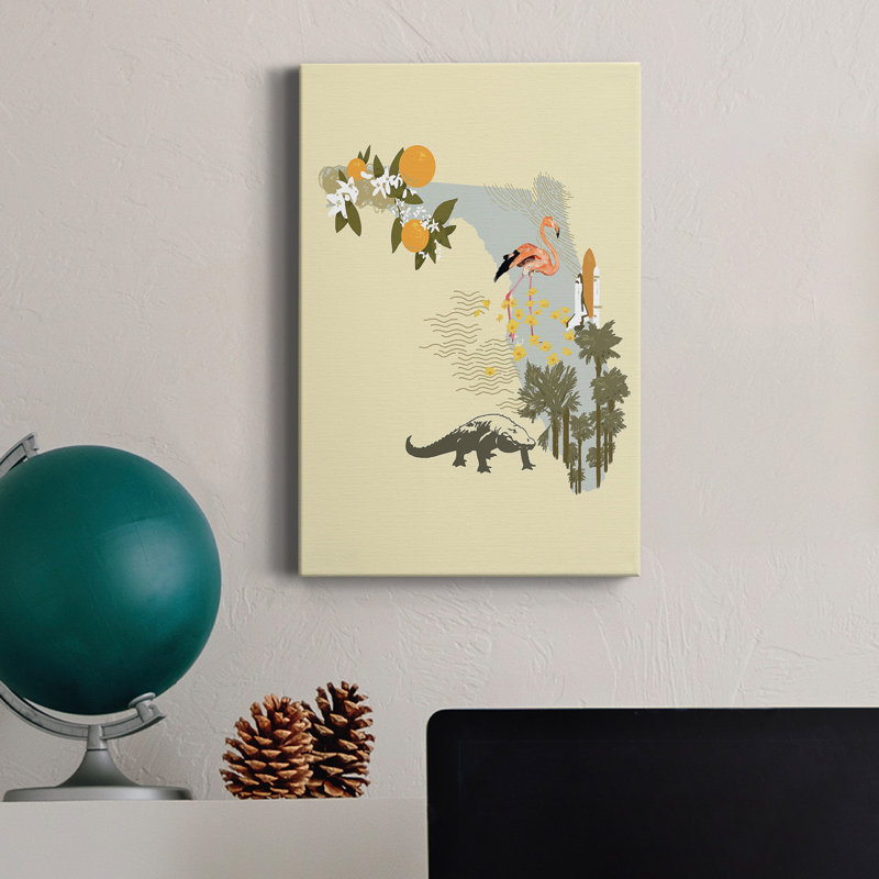 «Illustrated State-Florida», reproduction sur toile tendue, H 60 po x l 40 po x P 1 po