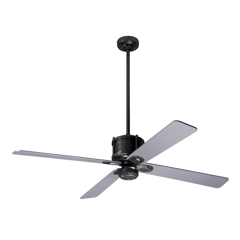Industry Downrod Ceiling Fan, Remote Control, Dark Bronze, Silver