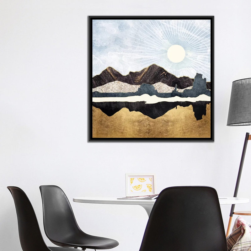 Désert doré - impression d'art graphique, Aucun mat, Toile avec cadre noir, H 37 po x l 37 po x P 1,5 po